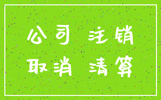 公司 注销_取消 清算