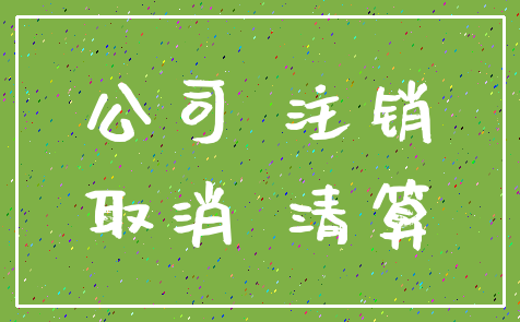 公司 注销_取消 清算