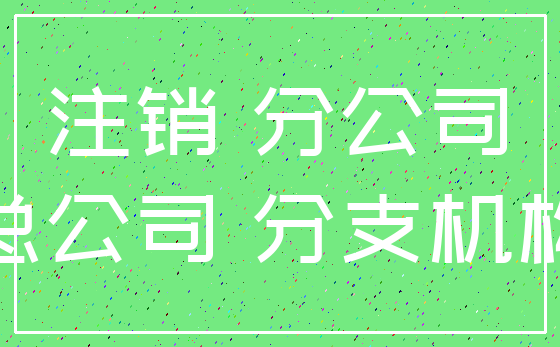 注销 分公司_总公司 分支机构