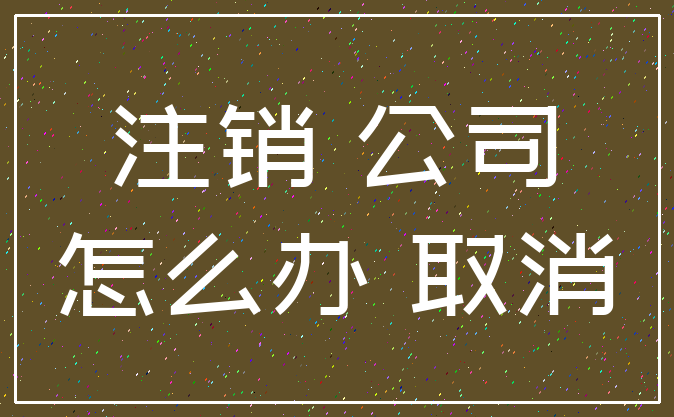 注销 公司_怎么办 取消