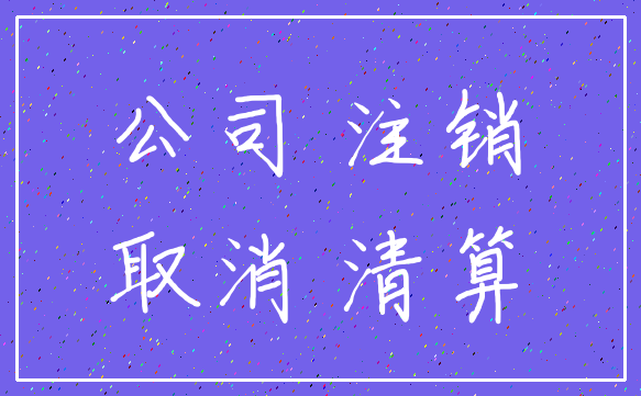公司 注销_取消 清算