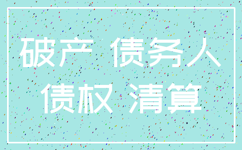 破产 债务人_债权 清算