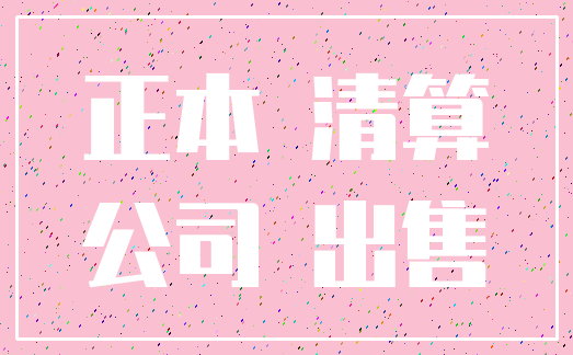 正本 清算_公司 出售