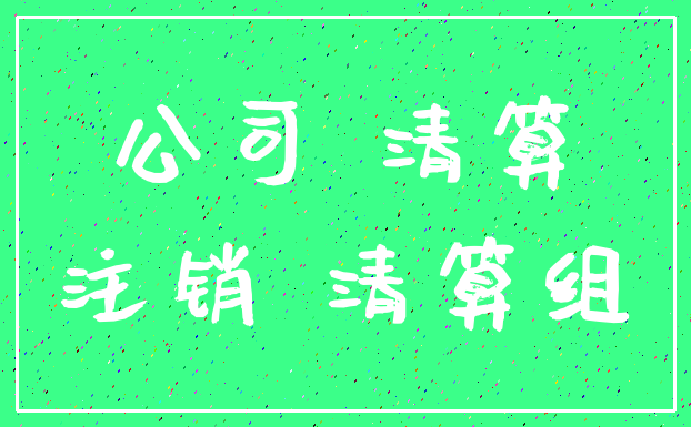 公司 清算_注销 清算组