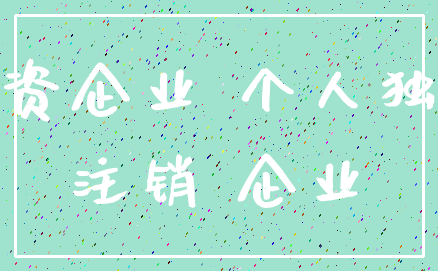 独资企业 个人独资_注销 企业
