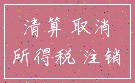 清算 取消_所得税 注销