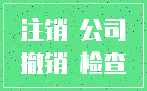 注销 公司_撤销 检查