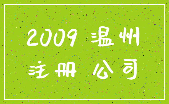 2009 温州_注册 公司