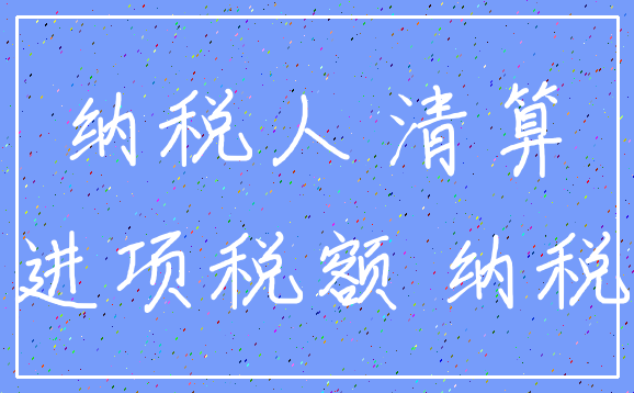 纳税人 清算_进项税额 纳税