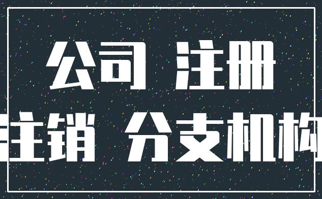 公司 注册_注销 分支机构