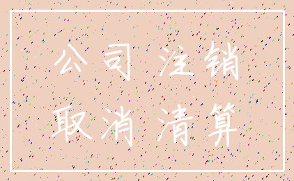 公司 注销_取消 清算