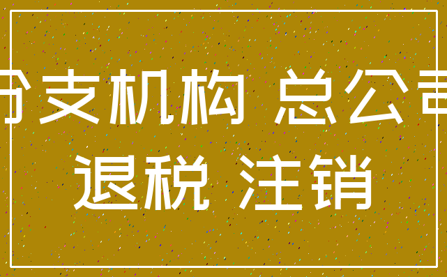 分支机构 总公司_退税 注销