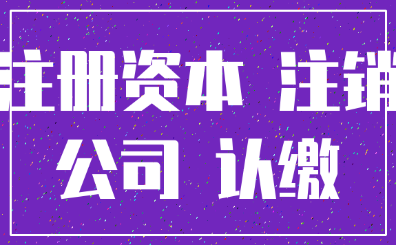 注册资本 注销_公司 认缴