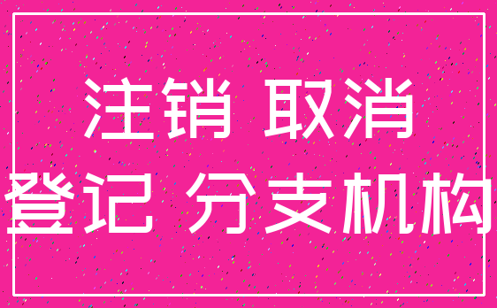 注销 取消_登记 分支机构