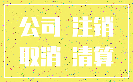 公司 注销_取消 清算