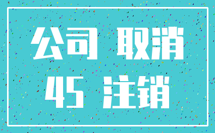 公司 取消_45 注销