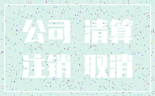 公司 清算_注销 取消