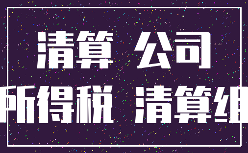 清算 公司_所得税 清算组