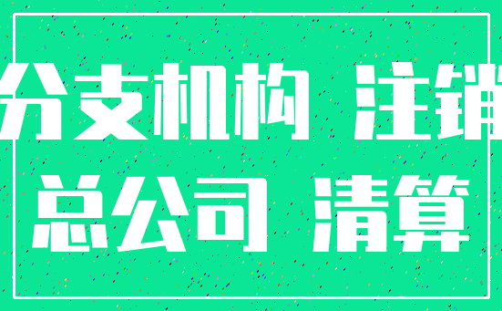 分支机构 注销_总公司 清算