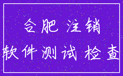 合肥 注销_软件测试 检查