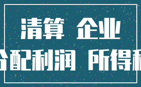 清算 企业_分配利润 所得税