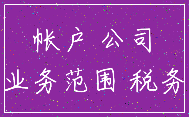 帐户 公司_业务范围 税务