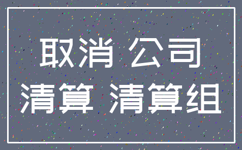 取消 公司_清算 清算组