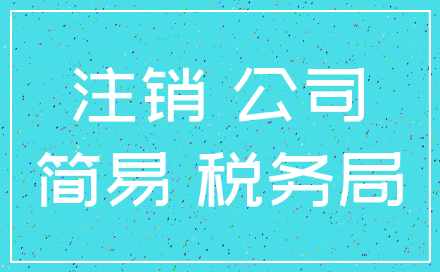 注销 公司_简易 税务局