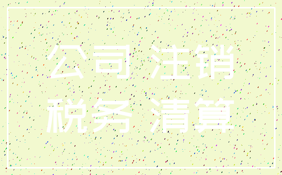 公司 注销_税务 清算