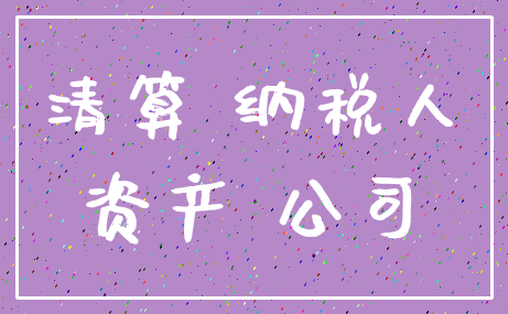 清算 纳税人_资产 公司