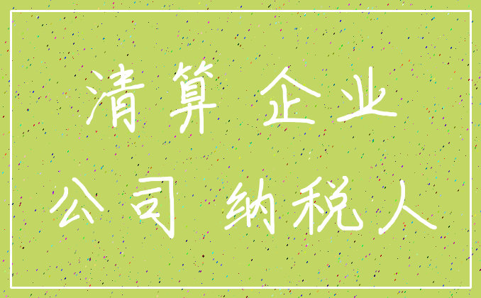 清算 企业_公司 纳税人