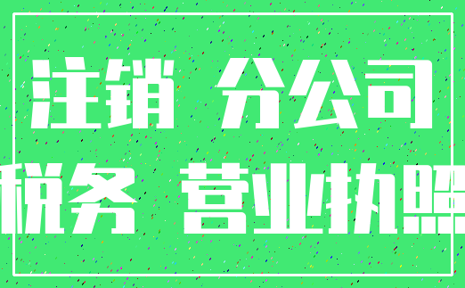 注销 分公司_税务 营业执照