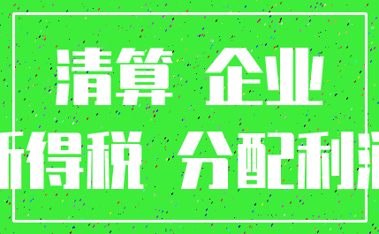 清算 企业_所得税 分配利润