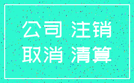 公司 注销_取消 清算