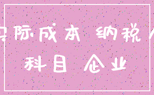 实际成本 纳税人_科目 企业