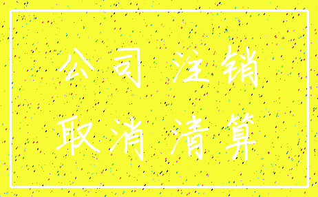 公司 注销_取消 清算