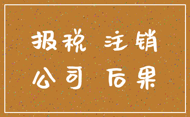 报税 注销_公司 后果