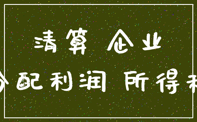 清算 企业_分配利润 所得税