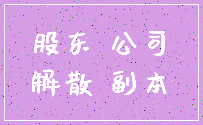 股东 公司_解散 副本