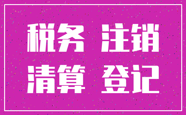 税务 注销_清算 登记
