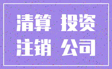 清算 投资_注销 公司