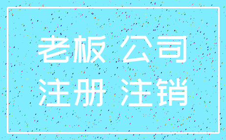 老板 公司_注册 注销