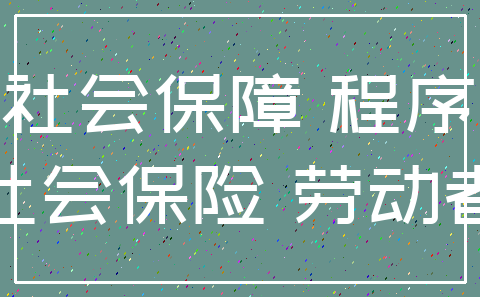 社会保障 程序_社会保险 劳动者