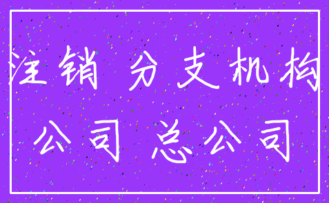 注销 分支机构_公司 总公司