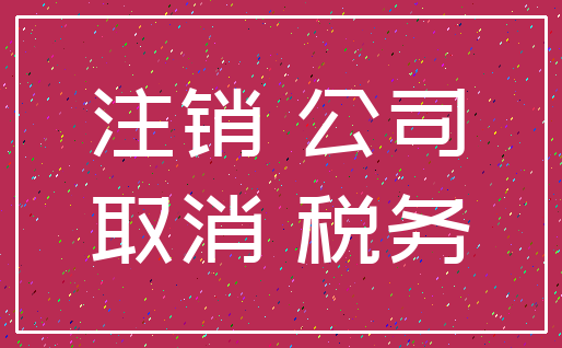 注销 公司_取消 税务