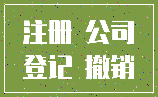 注册 公司_登记 撤销