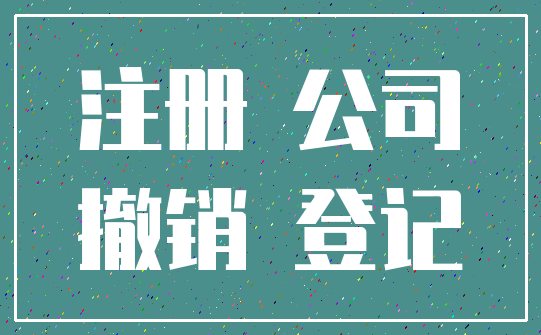 注册 公司_撤销 登记