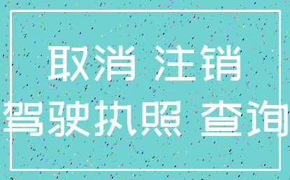 取消 注销_驾驶执照 查询