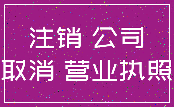 注销 公司_取消 营业执照