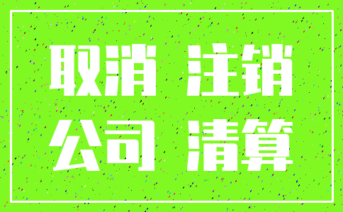 取消 注销_公司 清算